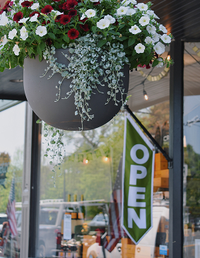 Outdoor cafe entrance