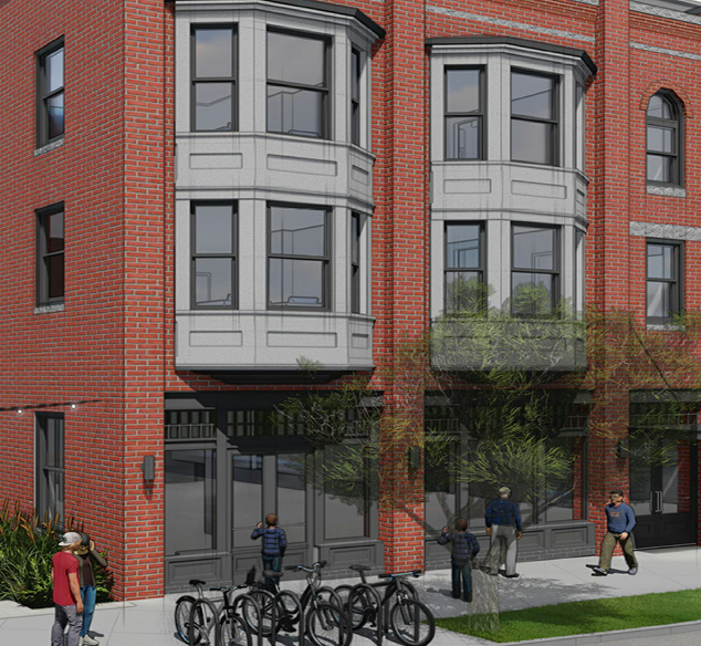 The Kendrick stately exterior with bike racks